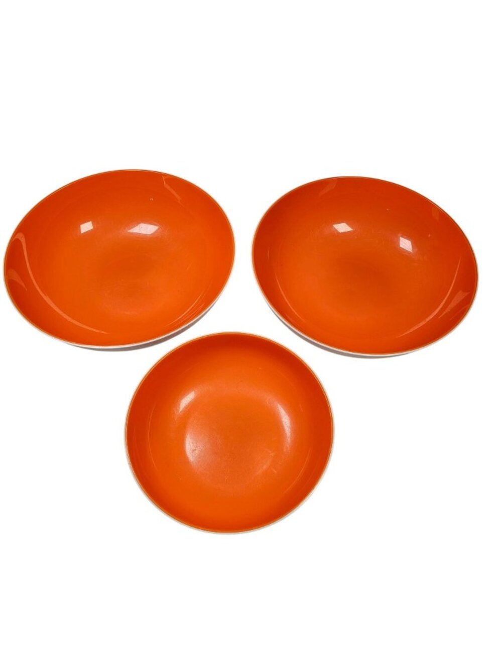 Lot of 3 Tupperware Bowls 9" & 7" Sizes 6292A-3 , 6215A-1 Orange / White